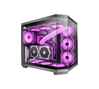 Mars Gaming MC-3TCORE, Gaming Custom ATX, Tripla Finestra Vetro Temperato Rimovibile, Doppia Fotocamera, Backplane Compatibile con Connettore Inverso Semitower, Supporto Raffreddamento Liquido, Nero