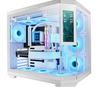 Mars Gaming MC-3TCORELCD Case Gaming ATX, Schermo IPS 7,2” Personalizzabile, Triplo Vetro Temperato Rimovibile, Struttura Doppia Camera, Supporto per Raffreddamento Liquido fino a 360mm, Bianco
