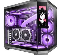 Mars Gaming MC-3TCORELCD Case Gaming ATX, Schermo IPS 7,2” Personalizzabile, Triplo Vetro Temperato Rimovibile, Struttura Doppia Camera, Supporto per Raffreddamento Liquido fino a 360mm, Nero