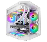 Mars Gaming MC-3TLITE, Case Gaming MicroATX, Triplo Vetro Temperato Continuo, Ventola Posteriore FRGB 120mm, Struttura a Doppia Camera, Mini Tower PC Compatta con Ampia Capacità Interna, Bianco