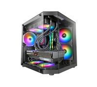 Mars Gaming MC-3TLITE, Case Gaming MicroATX, Triplo Vetro Temperato Continuo, Ventola Posteriore FRGB 120mm, Struttura a Doppia Camera, Mini Tower PC Compatta con Ampia Capacità Interna, Nero