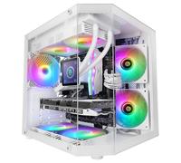 Mars Gaming MC-3TLITE, Case Gaming MicroATX, Triplo Vetro Temperato Continuo, Ventola Posteriore FRGB 120mm, Struttura a Doppia Camera, Mini Tower PC Compatta con Ampia Capacità Interna, Bianco