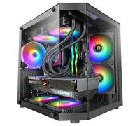 Mars Gaming Mc-3tlite Micro ATX Case da gioco con triplo vetro temperato e ventola FRGB da 120 mm, nero