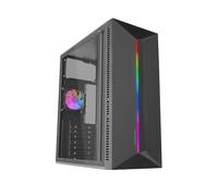 MARS GAMING MC-BLAZE, Case Gaming ATX, 1x Ventola Posteriore FRGB 80mm, Striscia LED RGB Frontale con Effetti Multipli, Finestra Laterale Completa, Mid-Tower PC con Ampia Capacità Interna, Nero