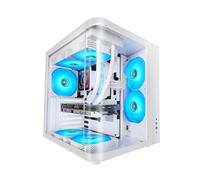 Mars Gaming MC-CURV, Case Gaming ATX, Triplo Vetro Temperato Curvo Continuo Frontale e Laterale, Struttura a Doppia Camera, Semitorre PC Compatta con Grande Capacità Interna, USB-C e USB 3.0, Bianco