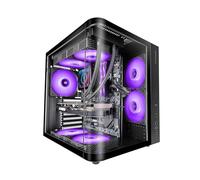 Mars Gaming MC-CURV, Case Gaming ATX, Triplo Vetro Temperato Curvo Continuo Frontale e Laterale, Struttura a Doppia Camera, Semitorre PC Compatta con Grande Capacità Interna, USB-C e USB 3.0, Nero