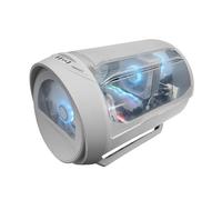 Mars Gaming MC-CYLON, Case Gaming MicroATX, Design Turbina Cilindrico, Pannello in Vetro Temperato e Finestra Superiore Panoramica Curva, Ventola Frontale RGB 200mm + Ventola Posteriore 120mm, Bianco