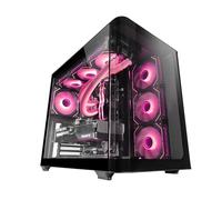 Mars Gaming MC-FUSION, Case Gaming ATX, Finestra Laterale e Frontale Curvo in Vetro Temperato Continuo, Semitower PC Doppia Camera, Supporto Raffreddamento a Liquido, Spazio Interno Ottimizzato, Nero