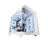 Mars Gaming MC-FUSIONM, Case Gaming Micro-ATX, Finestra Laterale e Frontale Curvo in Vetro Temperato, Minitower PC Doppia Camera, Supporto Raffreddamento a Liquido, Spazio Interno Ottimizzato, Bianco