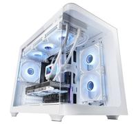 Mars Gaming MC-FUSIONM Custodia da gioco Micro-ATX in vetro temperato a doppia camera curva continua bianca