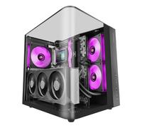 Mars Gaming MC-INFINIOLITE, Case Gaming ATX, Vetro Temperato Curvo Continuo Senza Cornice, Pannello Superiore in Vetro, Struttura a Doppia Camera, Supporto Raffreddamento Liquido fino a 240mm, Nero