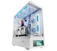 Mars Gaming MC-LCDPRO Case Gaming ATX Schermo LCD IPS 7.2" Personalizzabile Vetro Temperato Curvo Frontale e Laterale Struttura a Doppia Camera Supporto Raffreddamento a Liquido fino a 360mm Bianco