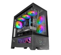 Mars Gaming MC-LCDX, Case Gaming ATX, Schermo IPS 9.16" e Connessione HDMI, Vetro Temperato Continuo, Pannello Inferiore Full Mesh, Doppia Camera, Supporto Raffreddamento Liquido fino a 360mm, Nero
