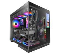 Mars Gaming MC-MIRAGE, Case Gaming ATX, Schermo LCD IPS 7,2” Personalizzabile, Vetro Temperato Continuo Frontale e Laterale, Struttura Doppia Camera, Supporto Raffreddamento Liquido fino 360mm, Nero