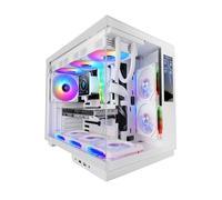 Mars Gaming MC-MIRAGE, Case Gaming ATX, Schermo LCD IPS 7,2” Personalizzabile, Vetro Temperato Continuo Frontale e Laterale, Struttura Doppia Camera, Supporto Raffreddamento Liquido fino 360mm, Bianco