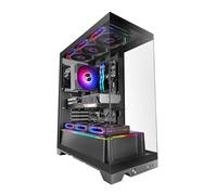 Mars Gaming MC-PRISMA, Case Gaming ATX, Triplo Vetro Temperato Continuo Senza Cornici, Illuminazione ARGB Frontale e Laterale, Doppia Camera, Supporto Raffreddamento Liquido fino a 360mm, Nero
