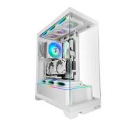 Mars Gaming MC-PRISMA, Case Gaming ATX, Triplo Vetro Temperato Continuo Senza Cornici, Illuminazione ARGB Frontale e Laterale, Doppia Camera, Supporto Raffreddamento Liquido fino a 360mm, Bianco
