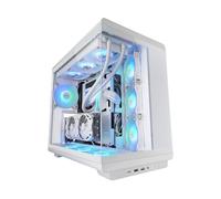 MARS GAMING MC-REV, Case Gaming ATX, Doppio Vetro Temperato, 3x Ventole ARGB Invertite 12cm, Montaggio Verticale GPU, Tower PC con Supporto Raffreddamento a Liquido fino a 360mm, Bianco