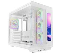 Mars Gaming MC-REVMAX, Case PC ATX, Schermo IPS 11.8", Vetro Temperato Continuo, 4 Ventole PWM ARGB, Raffreddamento Liquido fino a 360mm, Compatibile Schede Madri a Connettore Inverso, USB-C, Bianco
