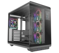 Mars Gaming MC-REVPRO, Case PC ATX, Schermo LCD 4.3", Vetro Temperato Continuo, 4 Ventole PWM ARGB, Raffreddamento Liquido fino a 360mm, Compatibilità Schede Madri Connettore Inverso, USB-C, Nero