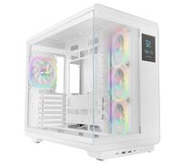Mars Gaming MC-REVPRO, Case PC ATX, Schermo LCD 4.3", Vetro Temperato Continuo, 4 Ventole PWM ARGB, Raffreddamento Liquido fino a 360mm, Compatibilità Schede Madri Connettore Inverso, USB-C, Bianco