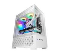 Mars Gaming MC-SE2, Case Gaming MicroATX, Vetro Temperato Frontale e Laterale Senza Cornice, Ventola FRGB 120mm, Struttura a Doppia Camera, Case PC Compatto con Grande Capacità Interna, Bianco