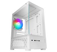 Mars Gaming MC-SE2, Case Gaming MicroATX, Vetro Temperato Frontale e Laterale Senza Cornice, Ventola FRGB 120mm, Struttura a Doppia Camera, Case PC Compatto con Grande Capacità Interna, Bianco