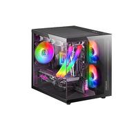 Mars Gaming MC-VIEW, Case Mini Tower Gaming Micro-ATX, Vetro Temperato a 90° Senza Cornice, Struttura Modulare a Doppia Camera, Supporto Completo per il Raffreddamento a Liquido, Nero