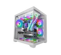 MARS GAMING MC-VIEW2, Case Gaming MicroATX, Doppio Vetro Temperato Continuo Senza Cornice, 1x Ventola FRGB Posteriore 120mm, Supporto Raffreddamento Liquido fino 240mm, Struttura Doppia Camera, Bianco