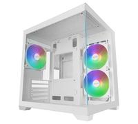 Mars Gaming MC-VIEW3, Case PC MicroATX, Vetro Temperato Panoramico, 3x Ventole ARGB 120mm, Doppia Camera, Supporto Raffreddamenti Liquidi fino a 240mm, Mini-tower Compatto con USB-C, Bianco