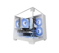 MARS GAMING MC-VISIONM, Case Gaming Compatto MicroATX, Triplo Vetro Temperato, Struttura Doppia Camera, Supporto Raffreddamento Liquido fino a 240mm, Mini-Tower PC con Ampia Capacità Interna, Bianco