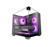 MARS GAMING MC-VISIONM, Case Gaming Compatto MicroATX, Triplo Vetro Temperato, Struttura Doppia Camera, Supporto Raffreddamento Liquido fino a 240mm, Mini-Tower PC con Ampia Capacità Interna, Nero
