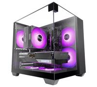 MARS GAMING MC-VISIONM, Case Gaming Compatto MicroATX, Triplo Vetro Temperato, Struttura Doppia Camera, Supporto Raffreddamento Liquido fino a 240mm, Mini-Tower PC con Ampia Capacità Interna, Nero