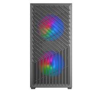 MARSGAMING MC-VORTEX, Case Gaming MicroATX, Frontale Mesh Geometrico, Finestra Laterale in Vetro Temperato, 3x Ventole FRGB Rainbow 120mm, Mini Torre PC Compatta con Design a Doppia Camera, Nero