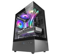 MARS GAMING MC-XO, Case Gaming ATX, Doppio Vetro Temperato Continuo a 90°, Ventola FRGB 12cm, Sistema di Raffreddamento SIDECOOL, Semitower Design a Doppia Camera, Ampia Capacità Interna, Nero