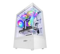MARS GAMING MC-XO, Case Gaming ATX, Doppio Vetro Temperato Continuo a 90°, Ventola FRGB 12cm, Sistema di Raffreddamento SIDECOOL, Semitower Design a Doppia Camera, Ampia Capacità Interna, Bianco