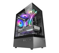 MARS GAMING MC-XO, Case Gaming ATX, Doppio Vetro Temperato Continuo a 90°, Ventola FRGB 12cm, Sistema di Raffreddamento SIDECOOL, Semitower Design a Doppia Camera, Ampia Capacità Interna, Nero