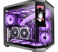 Mars Gaming MC-3TCORELCD Case Gaming ATX, Schermo IPS 7,2” Personalizzabile, Triplo Vetro Temperato Rimovibile, Struttura Doppia Camera, Supporto per Raffreddamento Liquido fino a 360mm, Nero