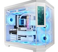 Mars Gaming MC-3TCORELCD Case Gaming ATX, Schermo IPS 7,2” Personalizzabile, Triplo Vetro Temperato Rimovibile, Struttura Doppia Camera, Supporto per Raffreddamento Liquido fino a 360mm, Bianco