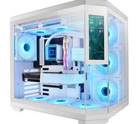 Mars Gaming MC-3TCORELCD Case Gaming ATX, Schermo IPS 7,2” Personalizzabile, Triplo Vetro Temperato Rimovibile, Struttura Doppia Camera, Supporto per Raffreddamento Liquido fino a 360mm, Bianco