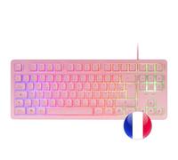 Mars Gaming MCP-RGB3, Pack Gaming Tastiera RGB + Mouse 3200 DPI + Cuffie Over-Ear + Tappetino XXL, Rosa, Lingua Francese