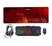 Mars Gaming MCPRGB2FR, Set Tastiera e Mouse Gaming + Tappetino Mouse + Cuffie, FR