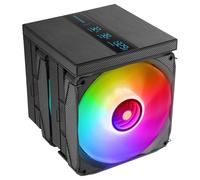 Mars Gaming MCPU-LCDPRO, Dissipatore CPU Doppia Torre 380W TDP, 8x Heatpipes HCT, 2x Ventole 120mm PWM FDB, Schermo LCD XL, Illuminazione ARGB Infinity Mirror, Compatibilità Intel e AMD, Nero