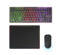 Mars Gaming MCPWTKL, Combo Gaming Senza Fili, Tecnologia DualPro Link 2.4GPRO, Tastiera TKL FRGB Rainbow + Mouse RGB 3200DPI con Switch HUANO + Tappetino Antiscivolo 360x260mm, Nero, Spagnolo