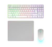 Mars Gaming MCPWTKL, Combo Gaming Senza Fili, Tecnologia DualPro Link 2.4GPRO, Tastiera TKL FRGB Rainbow + Mouse RGB 3200DPI con Switch HUANO + Tappetino Antiscivolo 360x260mm, Bianco, Inglese US