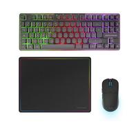 Mars Gaming MCPWTKL, Francese, Combo Gaming Senza Fili, Tecnologia DualPro Link 2.4GPRO, Tastiera TKL FRGB Rainbow + Mouse RGB 3200DPI con Switch HUANO + Tappetino Antiscivolo 360x260mm, Nero