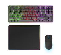 Mars Gaming MCPWTKL, Inglese US, Combo Gaming Senza Fili, Tecnologia DualPro Link 2.4GPRO, Tastiera TKL FRGB Rainbow + Mouse RGB 3200DPI con Switch HUANO + Tappetino Antiscivolo 360x260mm, Nero