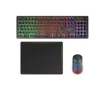 Mars Gaming MCPWX, Combo Gaming Senza Fili, Tecnologia DualPro Link 2.4GPRO, Tastiera Completa FRGB con Controllo Multimediale + Mouse RGB 3200DPI + Tappetino Antiscivolo 360x260mm, Nero, Spagnolo