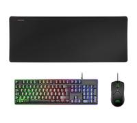 Mars Gaming MCPXBFR, Lingua Frances, Combo H-Mech FRGB Tastiera, Ultralight Mouse 10000DPI & XXL Mousepad, Nero