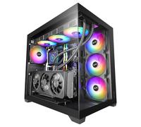 Mars Gaming MCV5, Case PC ATX, Vetro Temperato Panoramico, 4x Ventole ARGB 120mm, 7 Slot PCI Orizzontali + 2 Slot PCI Verticali, Compatibile con Schede Madri a Connettore Inverso, USB-C, Nero